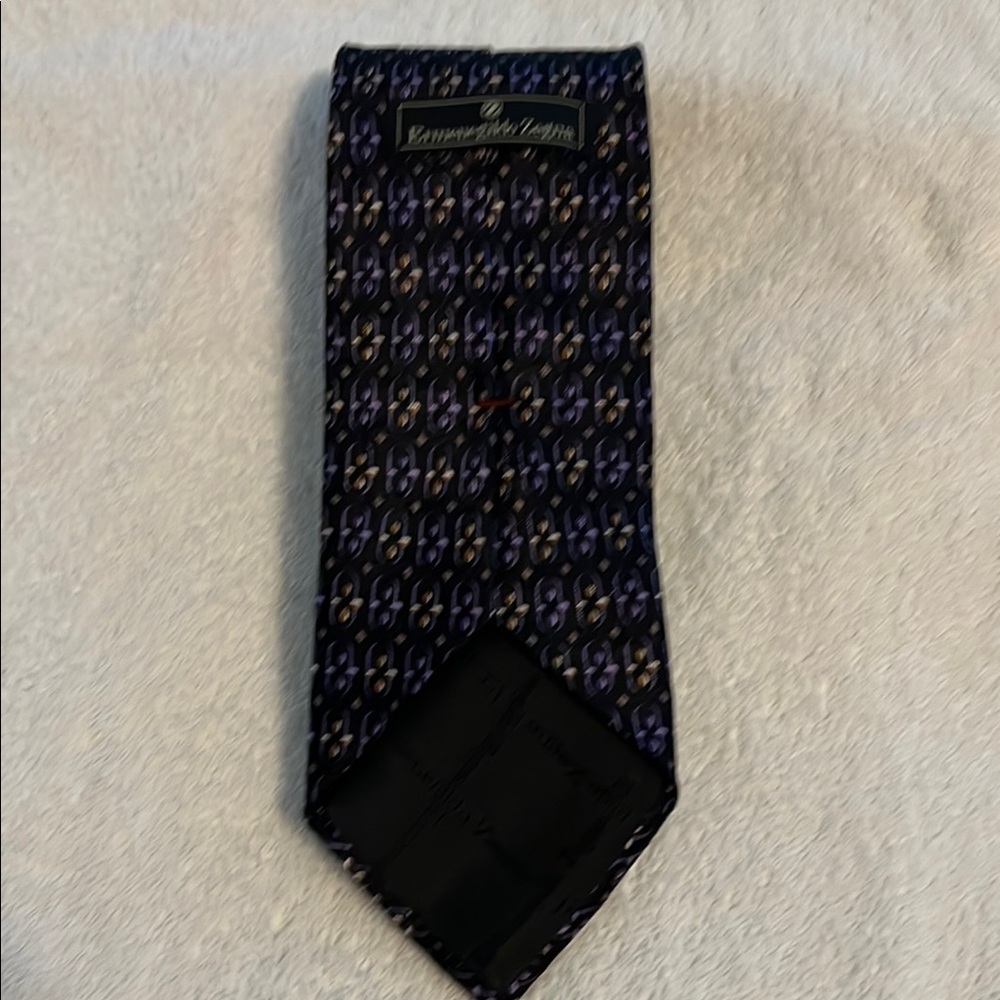 Ermenegildo Zegna Blue and Black Geometric Silk Tie